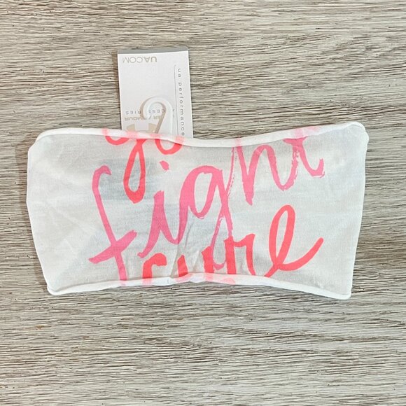 New Under Armour Headband White Pink Go Fight Cure NWT Breast Cancer Awareness - Picture 1 of 5